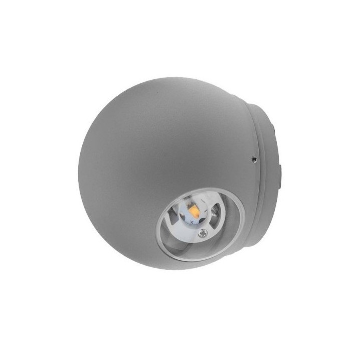 LED sieninis šviestuvas, pilkas, apvalus, 6W, šilta balta šviesa