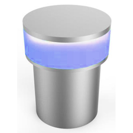 LED sieninis šviestuvas, poliruotas metalas, 1.3W, mėlyna šviesa