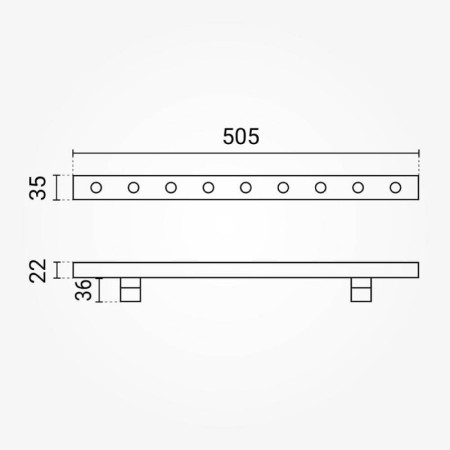 LED sieninis šviestuvas, pailgas, juodas, 9W, šalta balta šviesa