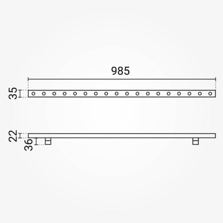LED sieninis šviestuvas, pailgas, juodas, 18W, šalta balta šviesa