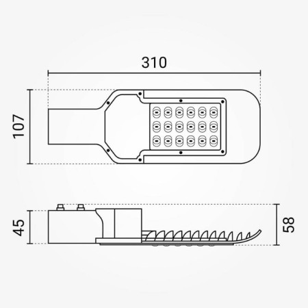 LED gatvės šviestuvas, 20W, šalta balta šviesa