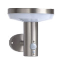 LED saulės sieninis Up šviestuvas, PIR jutiklis, poliruotas metalas, 4.4W, šilta balta šviesa