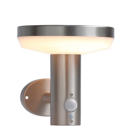 LED saulės sieninis Up šviestuvas, PIR jutiklis, poliruotas metalas, 4.4W, šilta balta šviesa