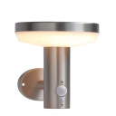 LED saulės sieninis Up šviestuvas, PIR jutiklis, poliruotas metalas, 4.4W, šilta balta šviesa