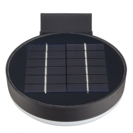 LED saulės sieninis šviestuvas, juodas, apvalus, PIR jutiklis, 6W, šalta balta šviesa