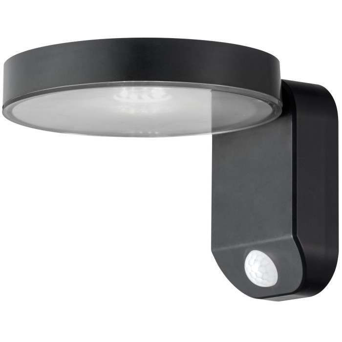 LED saulės sieninis šviestuvas, juodas, apvalus, 9W, šilta balta šviesa