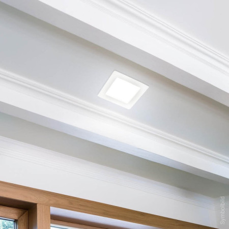 LED lubų šviestuvas, kvadratinis, gipsinis, matinis stiklas, 1 lizdas