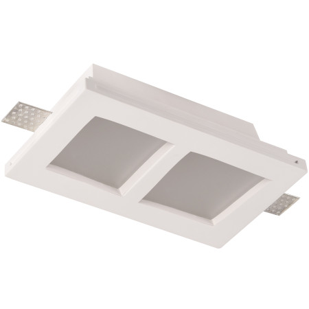 LED lubų šviestuvas, kvadratinis, gipsinis, matinis stiklas, 2 lizdai