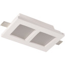 LED lubų šviestuvas, kvadratinis, gipsinis, matinis stiklas, 2 lizdai