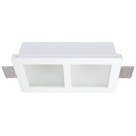 LED lubų šviestuvas, kvadratinis, gipsinis, matinis stiklas, 2 lizdai