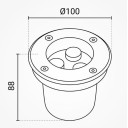 LED lauko taškinis šviestuvas, įmontuojamas, 3W, šalta balta šviesa