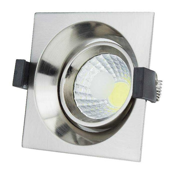 LED šviestuvas, kvadratinis, įmontuojamas, nerūdyjančio plieno, 8W, šilta balta šviesa