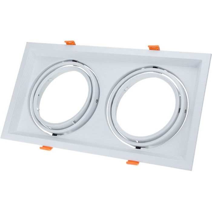 LED šviestuvas, stačiakampis, baltas, reguliuojamas, 2 lizdai