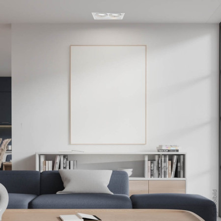 LED šviestuvas, stačiakampis, baltas, reguliuojamas, 2 lizdai