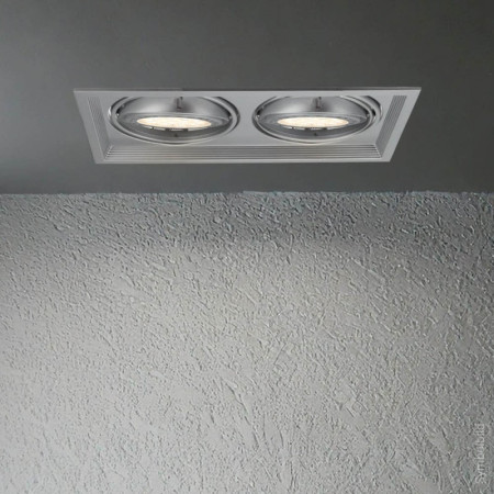 LED šviestuvas, stačiakampis, sidabrinis, reguliuojamas, 2 lizdai