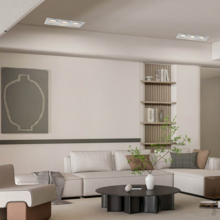 LED šviestuvas, stačiakampis, baltas, reguliuojamas, 3 lizdai