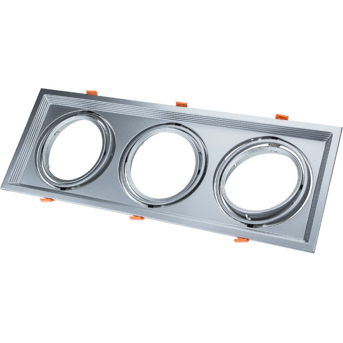 LED šviestuvas, stačiakampis, sidabrinis, reguliuojamas, 3 lizdai