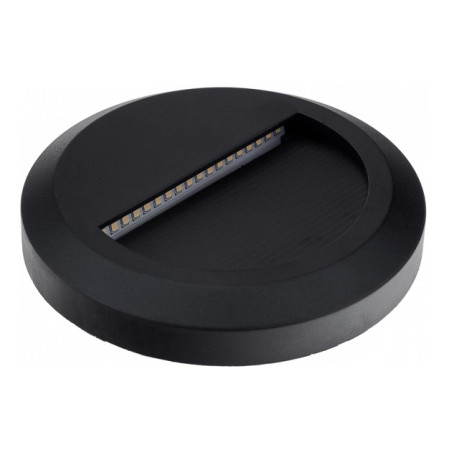 LED laiptų šviestuvas, apvalus, juodas, 2W, šilta balta šviesa