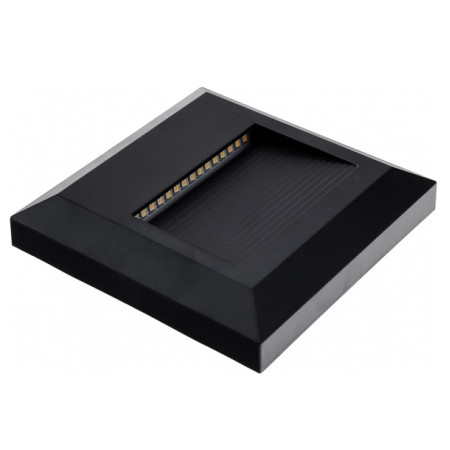 LED laiptų šviestuvas, kvadratinis, juodas, 2W, šilta balta šviesa