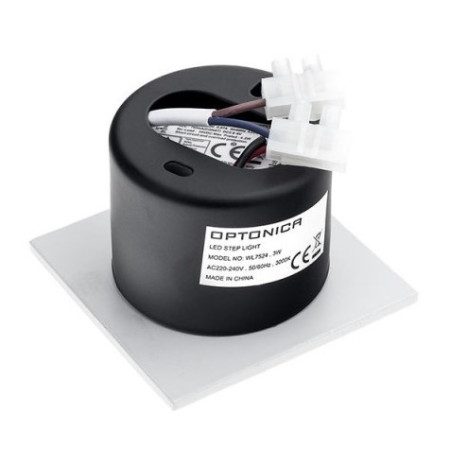 LED laiptų šviestuvas, kvadratinis, baltas, 3W, apskritimas, šilta balta šviesa