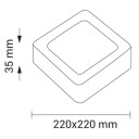 LED paviršinė panelė, kvadratinė, 18W, šalta balta šviesa