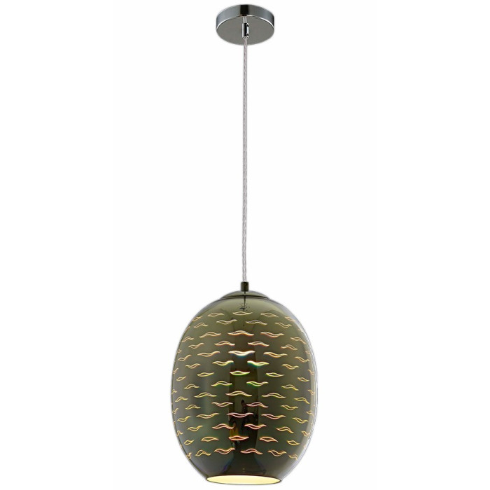 LED lubų šviestuvas, 3D stiklas, D220mm, chrominės bangelės