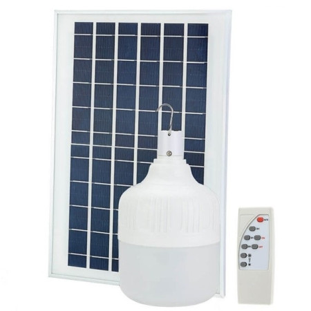 LED lempa, 8W, su saulės panele, šalta balta šviesa