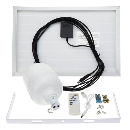 LED lempa, 8W, su saulės panele, šalta balta šviesa