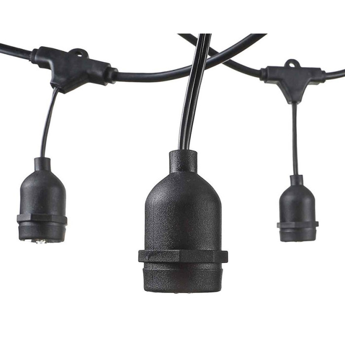 LED lauko girlianda, juoda, 14.4m, 15 kabančių lizdų, be lempučių