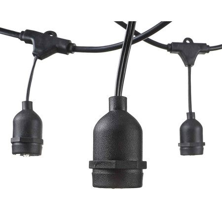 LED lauko girlianda, juoda, 14.4m, 15 kabančių lizdų, be lempučių