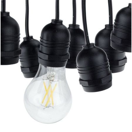 LED lauko girlianda, juoda, 14.4m, 15 kabančių lizdų, be lempučių