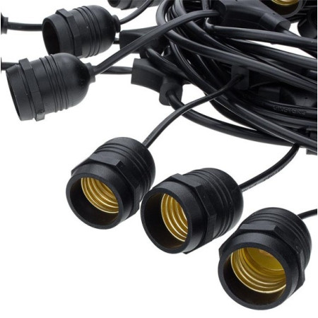 LED lauko girlianda, juoda, 14.4m, 15 kabančių lizdų, be lempučių