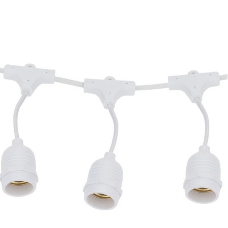 LED lauko girlianda, balta, 14.4m, 15 kabančių lizdų, be lempučių