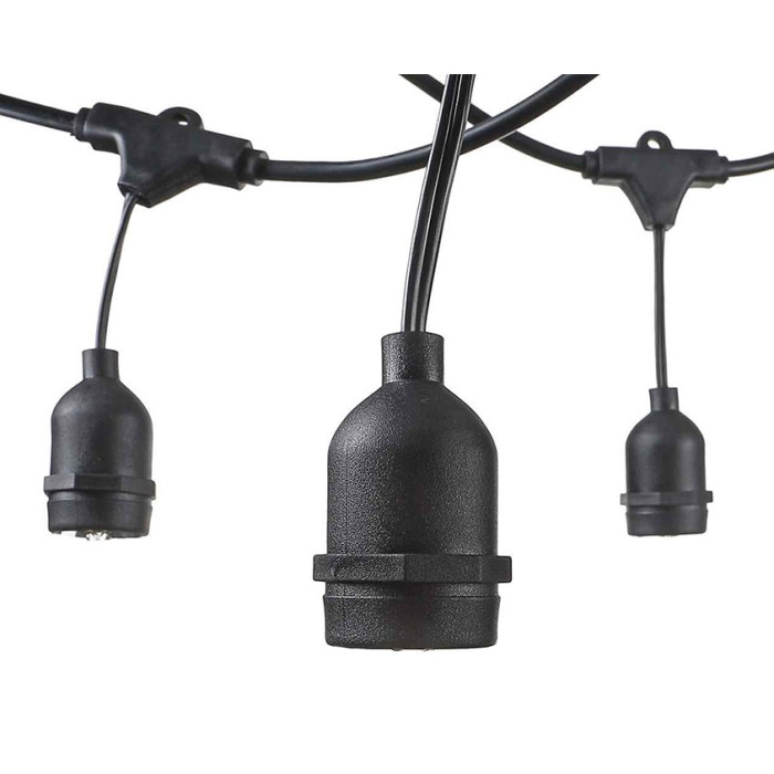 LED lauko girlianda, juoda, 6m, 10 kabančių lizdų, be lempučių