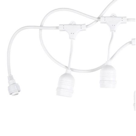 LED lauko girlianda, balta, 6m, 10 kabančių lizdų, be lempučių