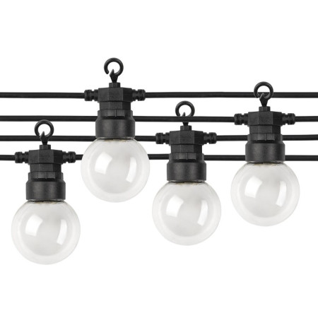 LED lauko girlianda, juoda, 8m, 10 lizdų, 3W, šalta balta šviesa