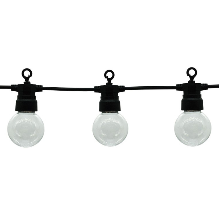 LED lauko girlianda, juoda, 8m, 10 lizdų, 3W, šilta balta šviesa