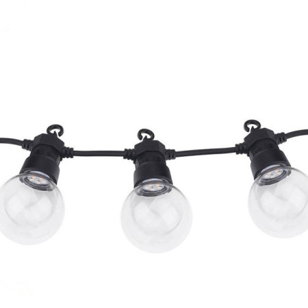 LED lauko girlianda, juoda, 8m, 10 lizdų, 3W, šilta balta šviesa
