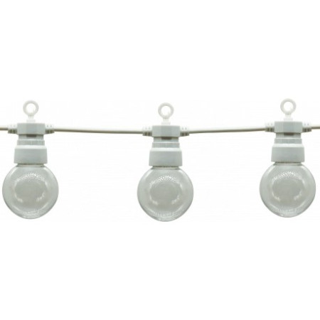 LED lauko girlianda, balta, 8m, 10 lizdų, 3W, šilta balta šviesa