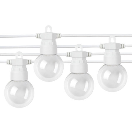 LED lauko girlianda, balta, 8m, 10 lizdų, 3W, šilta balta šviesa