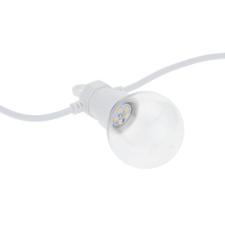 LED lauko girlianda, balta, 8m, 10 lizdų, 3W, šilta balta šviesa