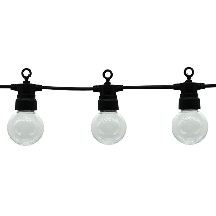 LED lauko girlianda, juoda, 13m, 20 lizdų, 6W, šalta balta šviesa