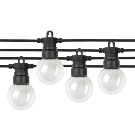 LED lauko girlianda, juoda, 13m, 20 lizdų, 6W, šalta balta šviesa