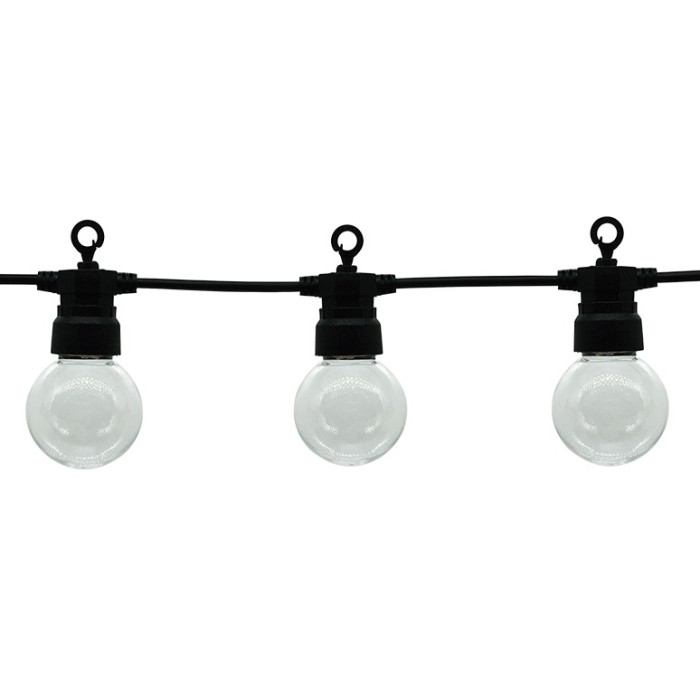 LED lauko girlianda, juoda, 13m, 20 lizdų, 6W, šilta balta šviesa
