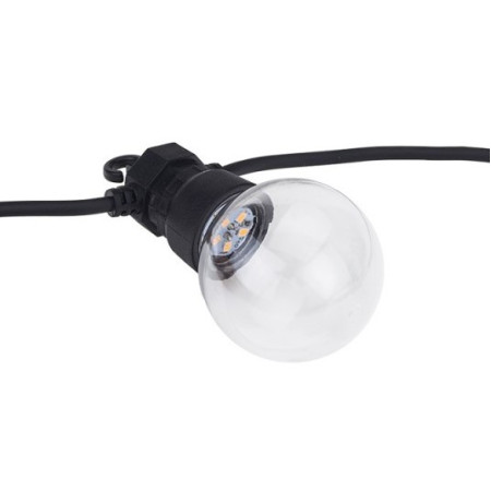 LED lauko girlianda, juoda, 13m, 20 lizdų, 6W, šilta balta šviesa
