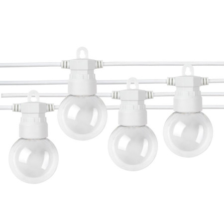LED lauko girlianda, balta, 13m, 20 lizdų, 6W, šilta balta šviesa