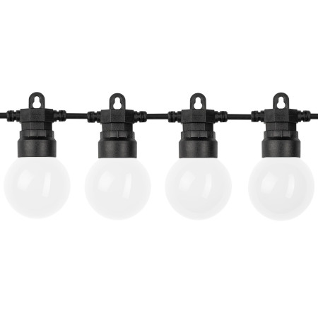 LED lauko saulės girlianda, 10m, 20 lizdų, G50, matinės lemputės, šilta balta šviesa