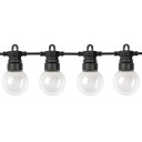 LED lauko saulės girlianda, 10m, 20 lizdų, G50, skaidrios lemputės, šilta balta šviesa