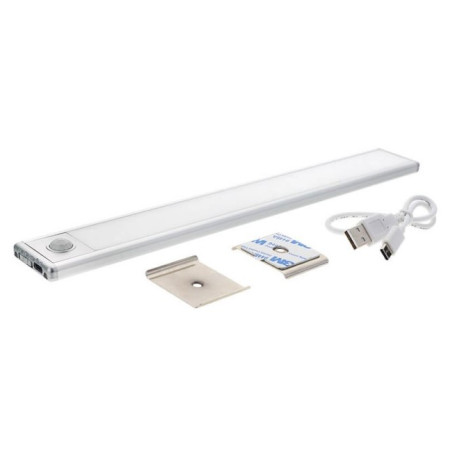 LED šviestuvas, 1.5W, PIR jutiklis, sidabrinis, neutrali balta šviesa