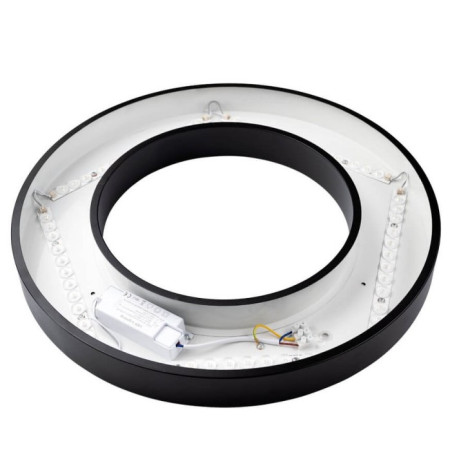 LED lubų šviestuvas, 36W, juodas, apvalus, šilta balta šviesa